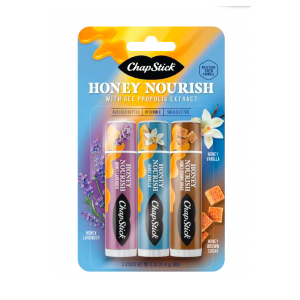 ChapStick Honey Nourish 3ct: Lavendar, Vanilla, Brown Sugar